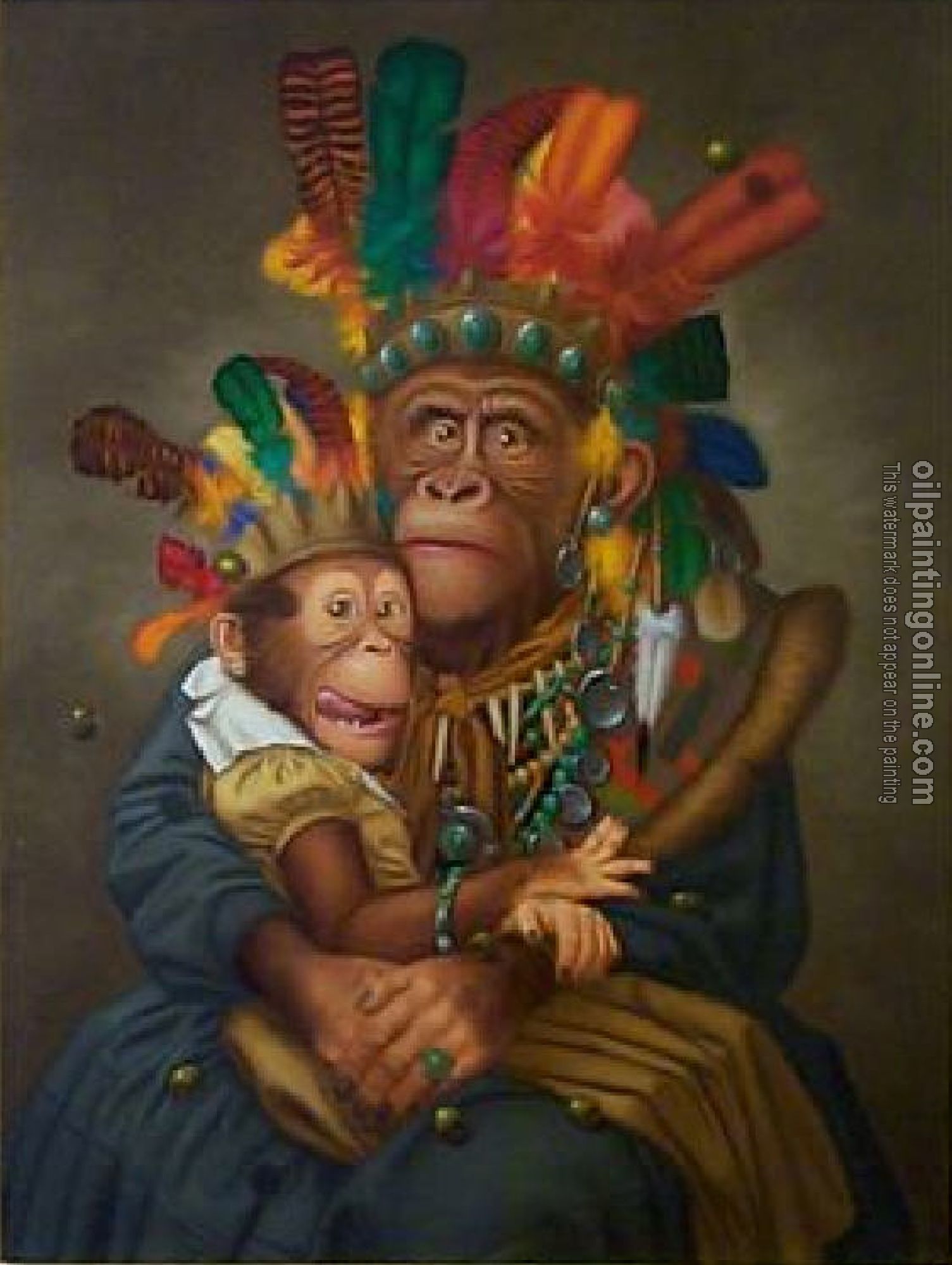 Oil Painting Reproduction - Dressing monkey